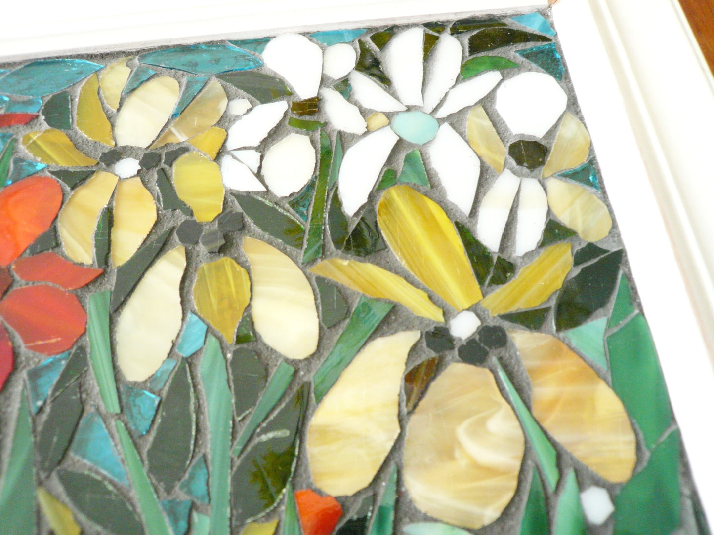 Iris Flower Mosaic, Blue Iris, stained glass Iris, custom art, botanical art, stained glass window, iris mosaic, blue art