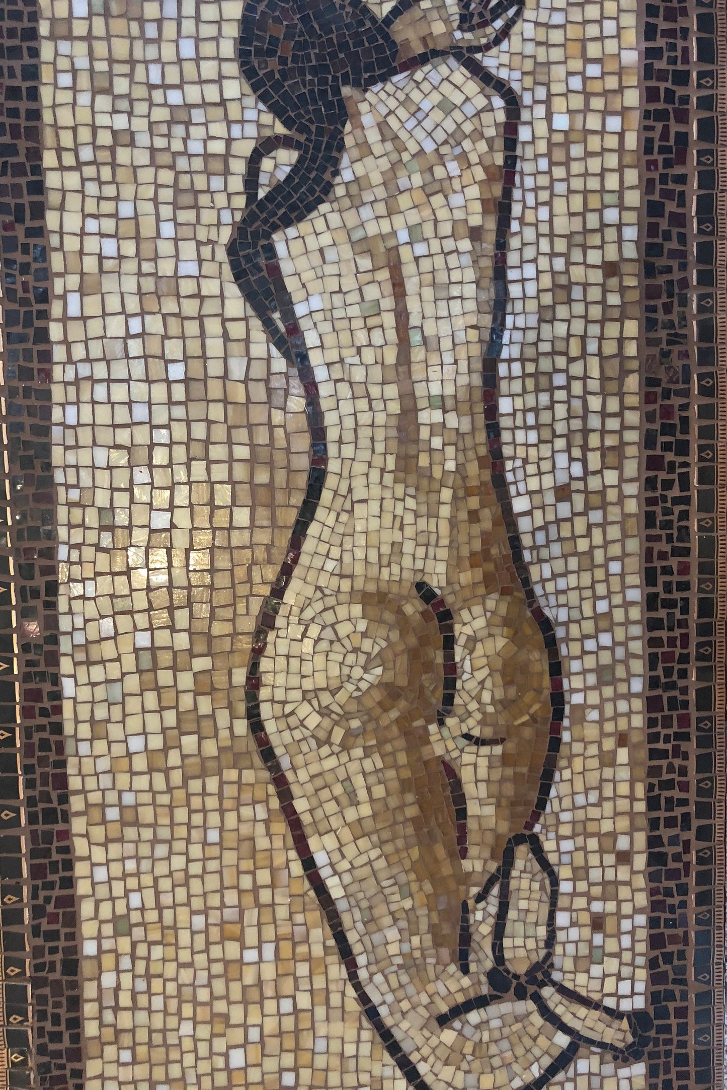 Custom Order - Female nude resting, mosaic table, wall art, stained glass with China, broken plates, female figure, unique mosaic.