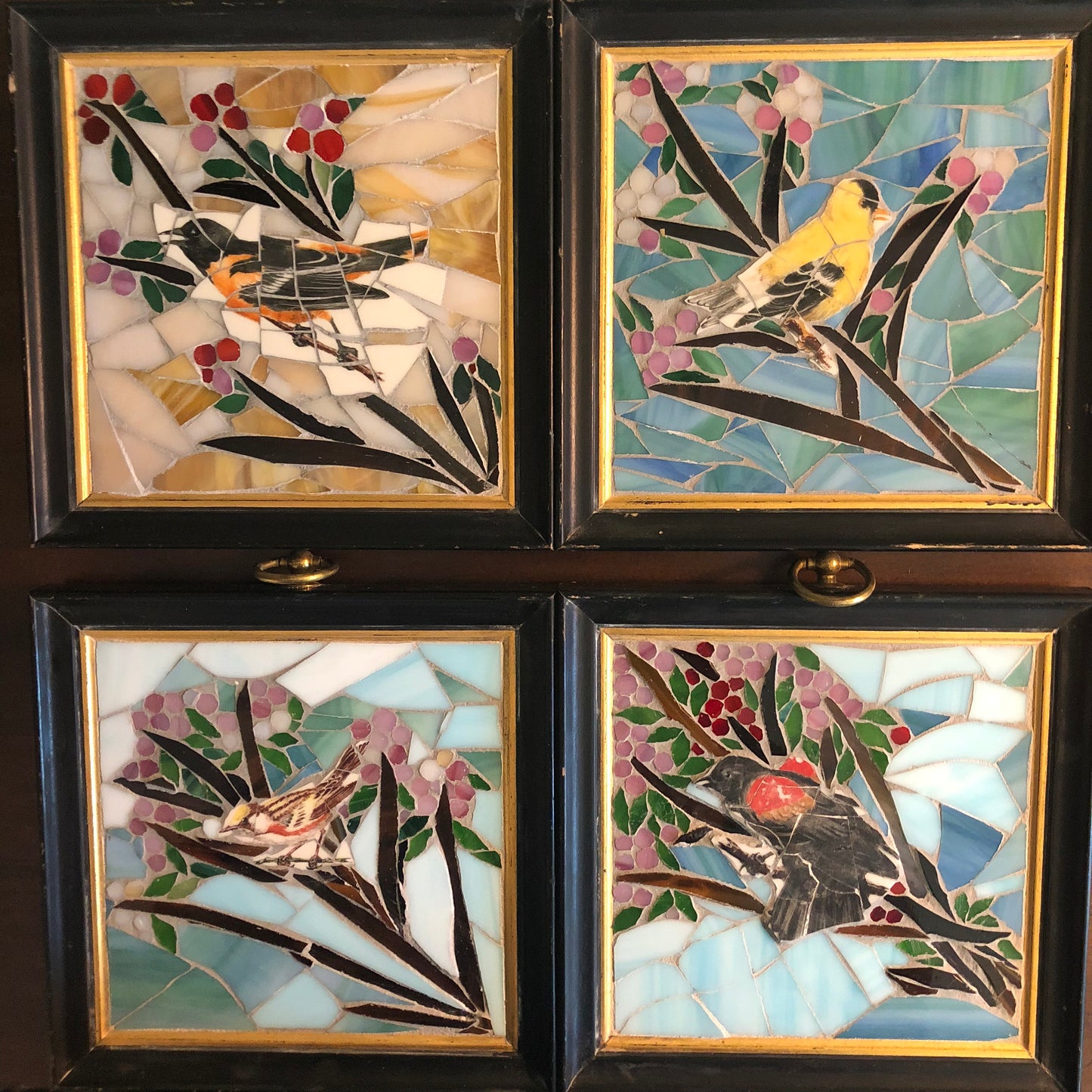 Chestnut-Sided Warbler, Stained Glass Mosaic, Broken China Mosaic, wall art, bird art, mosaic bird, custom mosaic, bird lover