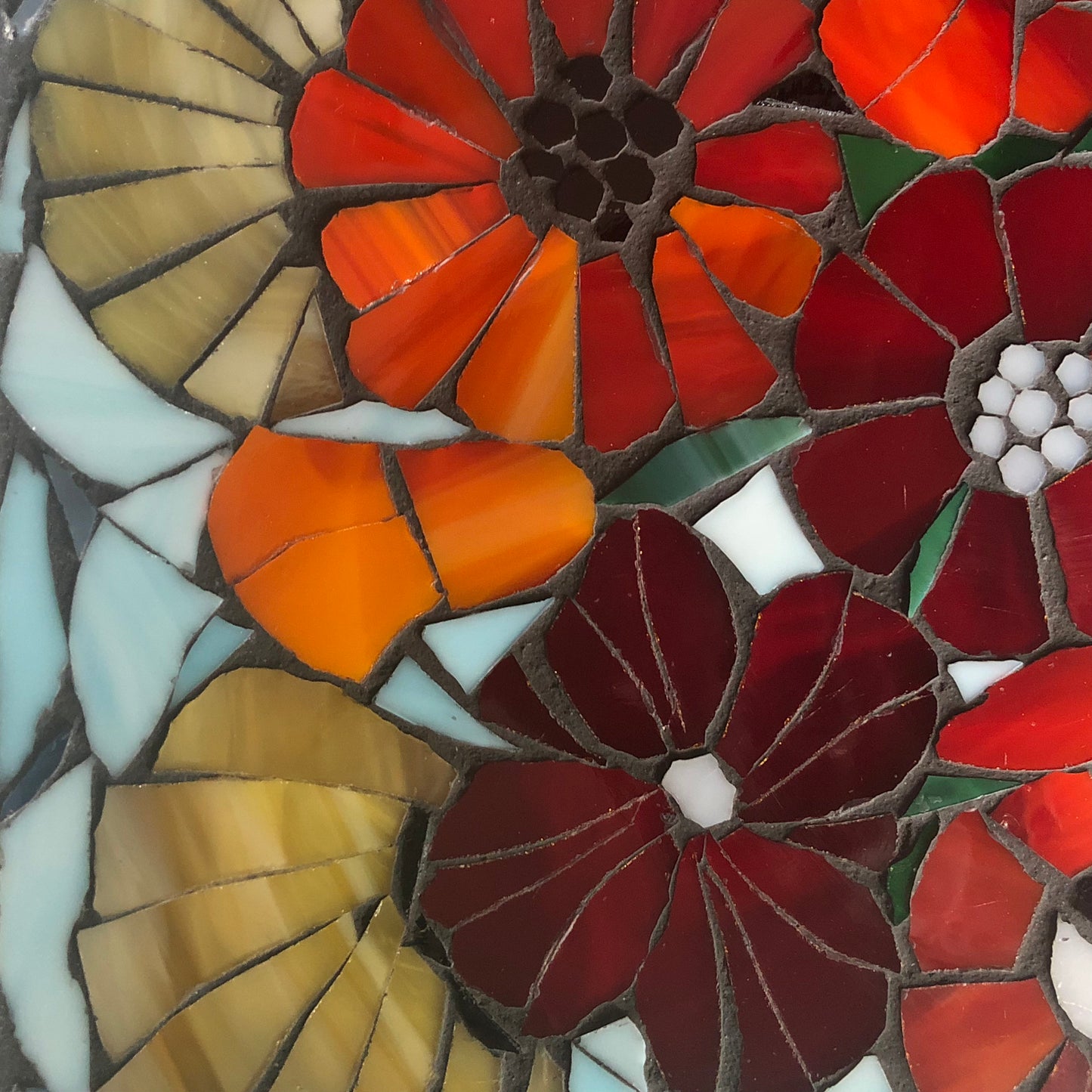 Mosaic poppy window, poppy mosaic, stained glass window, Flower art, poppy art, stained glass mosaic,red poppy remembrance, botanicals