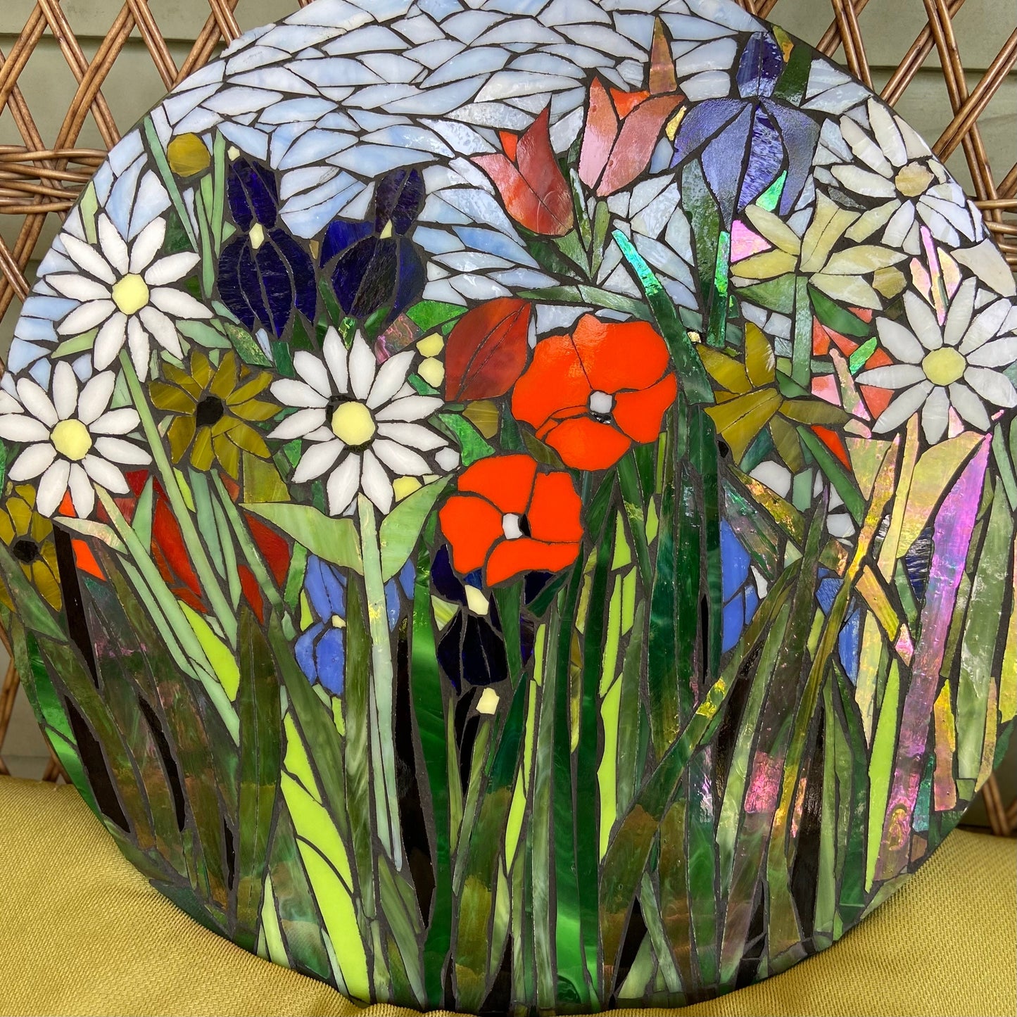 Made to order Mixed Flower Stained Glass 20" Transom Window