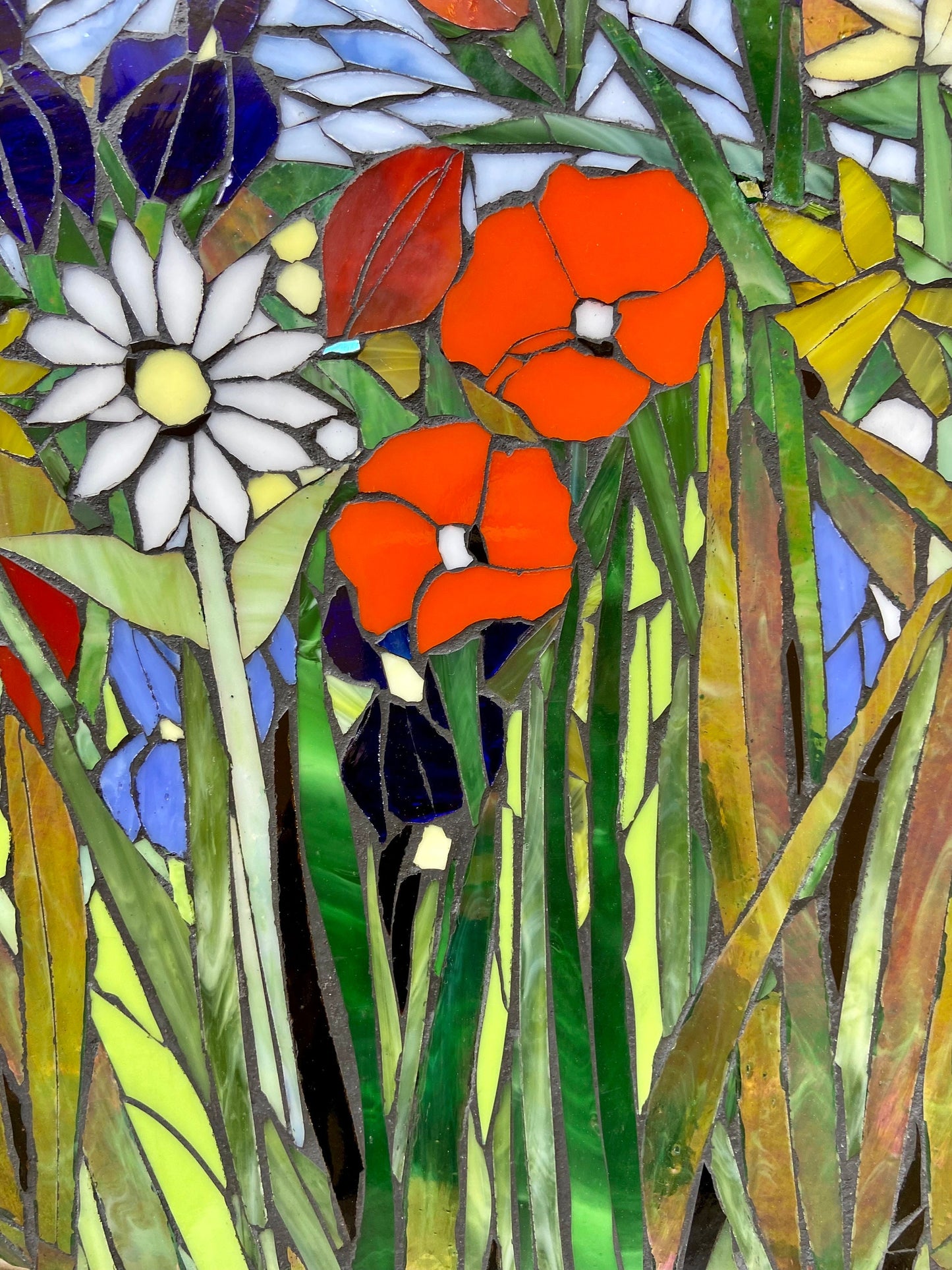 Made to order Mixed Flower Stained Glass 20" Transom Window