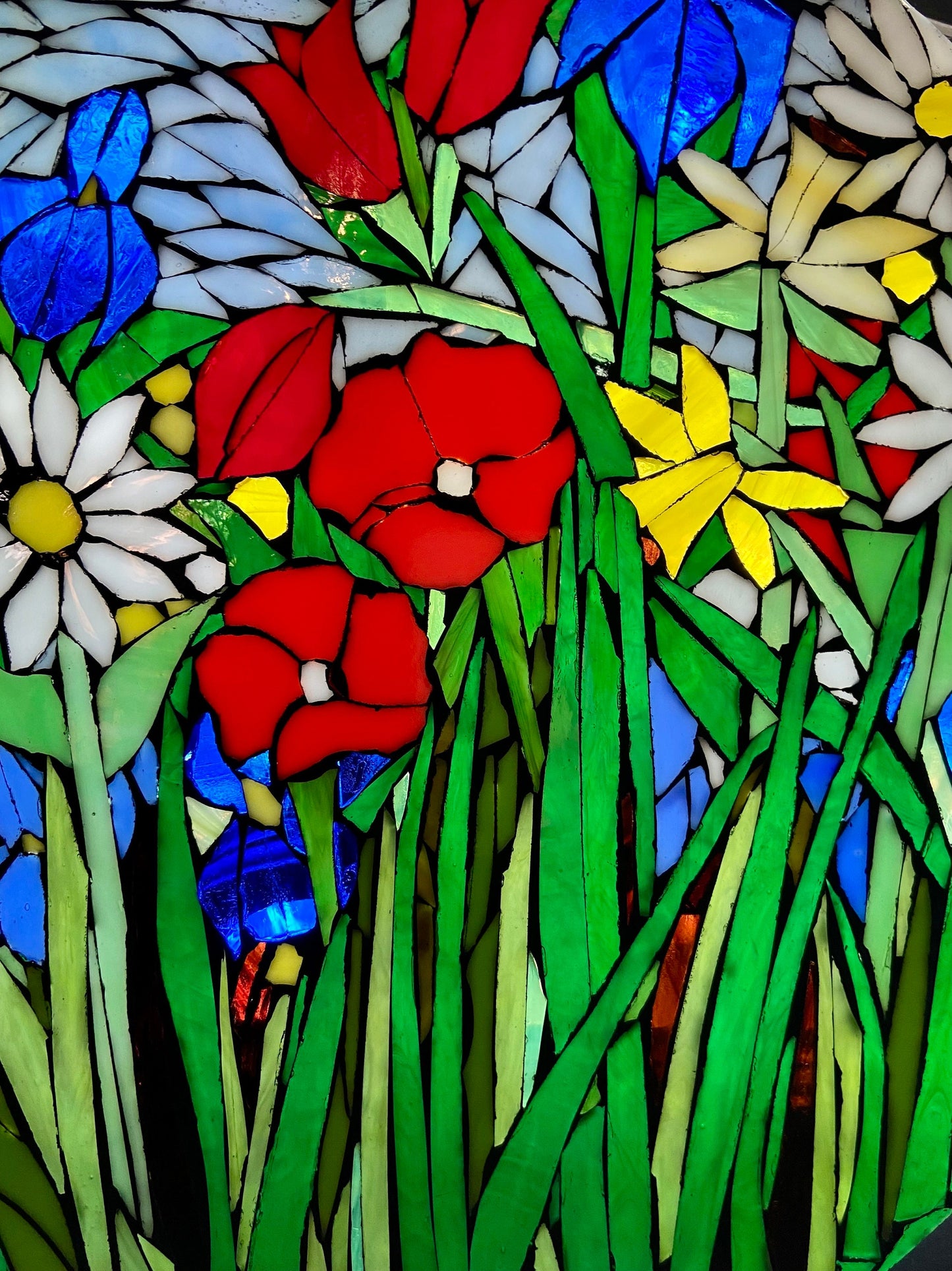 Made to order Mixed Flower Stained Glass 20" Transom Window