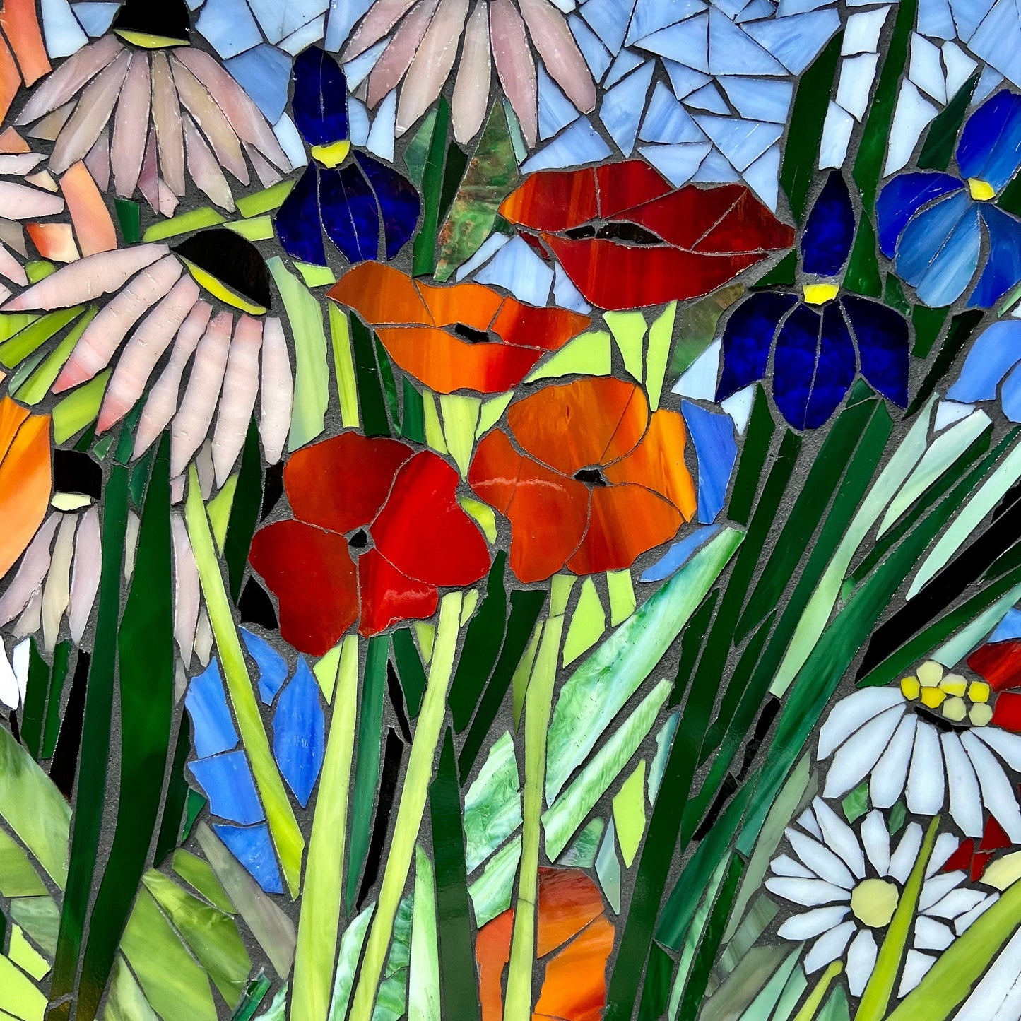 Made to order Small 15" Transom Window Mixed Flower Stained Glass