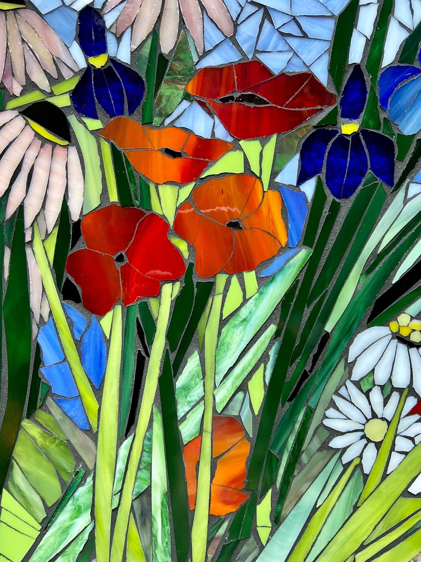 Made to order Small 15" Transom Window Mixed Flower Stained Glass