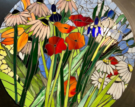 Made to order Small 15" Transom Window Mixed Flower Stained Glass