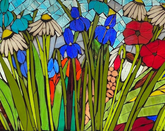 Mixed Flower Garden stained glass window