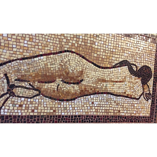 Custom Order - Female nude resting, mosaic table, wall art, stained glass with China, broken plates, female figure, unique mosaic.