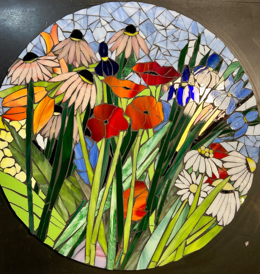 Made to order Small 15" Transom Window Mixed Flower Stained Glass